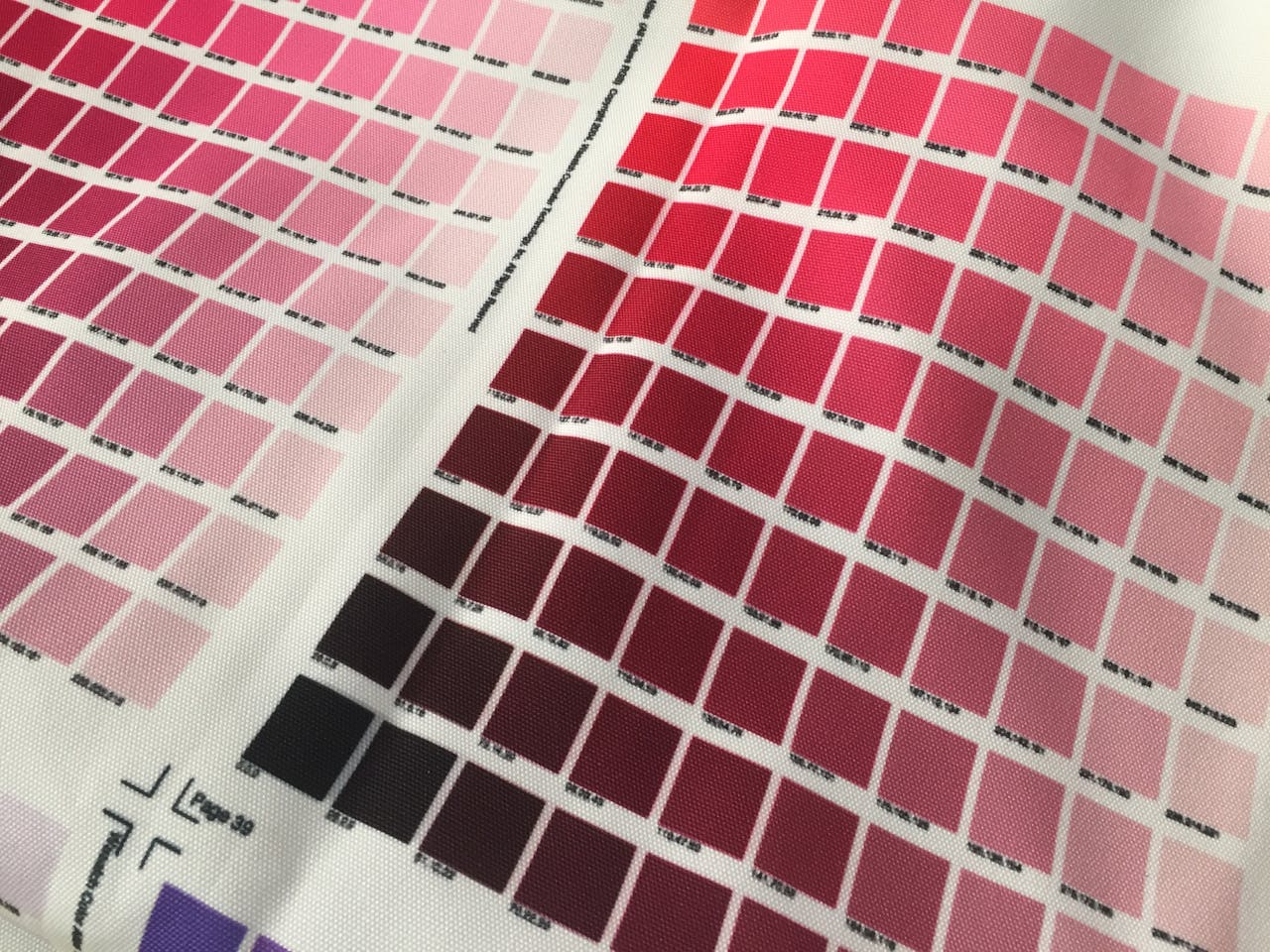 A detailed look at pink and red fabric color swatches, perfect for textile design.